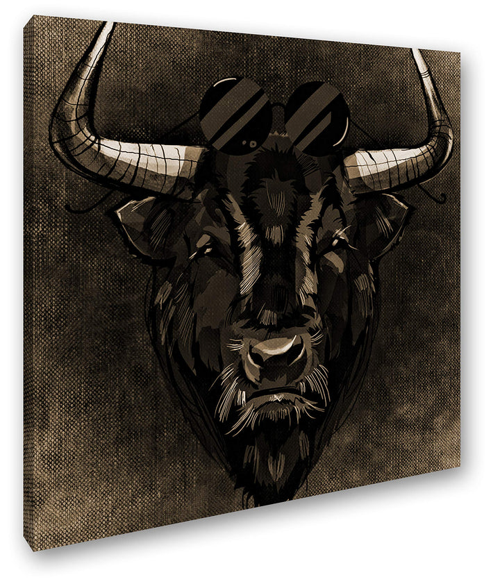 deyoli Büffel mit Einer coolen Sonnenbrille Format: 70x70 Effekt: Sepia als Leinwandbild, Motiv auf