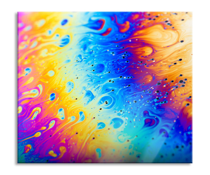 Bunte Farben Herdabdeckplatte & Spritzschutz aus Echtglas | Für Herd-Kochfelder | 60x52 cm