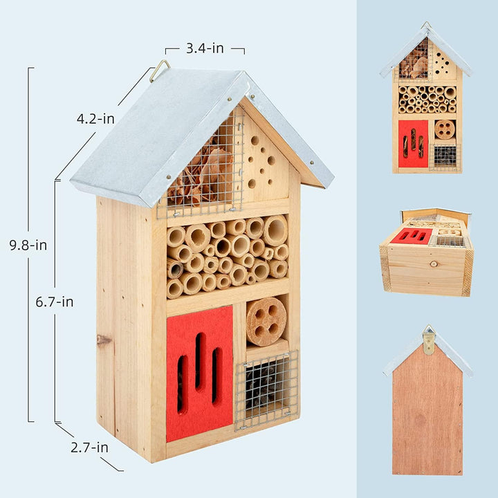 Niteangel Insektenhotel aus Naturholz für den Garten, Insektenhaus für Marienkäfer, Florfliegen, Sch
