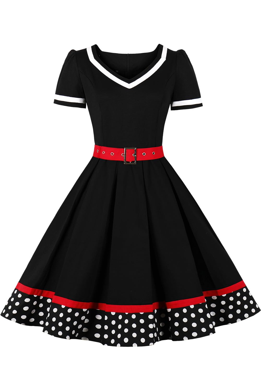 AXOE Damen 50er Jahre Kleider Rockabilly Petticoat Vintage 4XL Schwarz-2, 4XL Schwarz-2