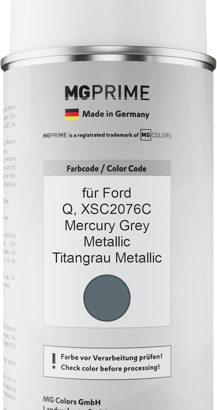 MG PRIME Autolack Sprühdosen Set für Ford Q / XSC2076C Mercury Grey Metallic/Titangrau Metallic Basi