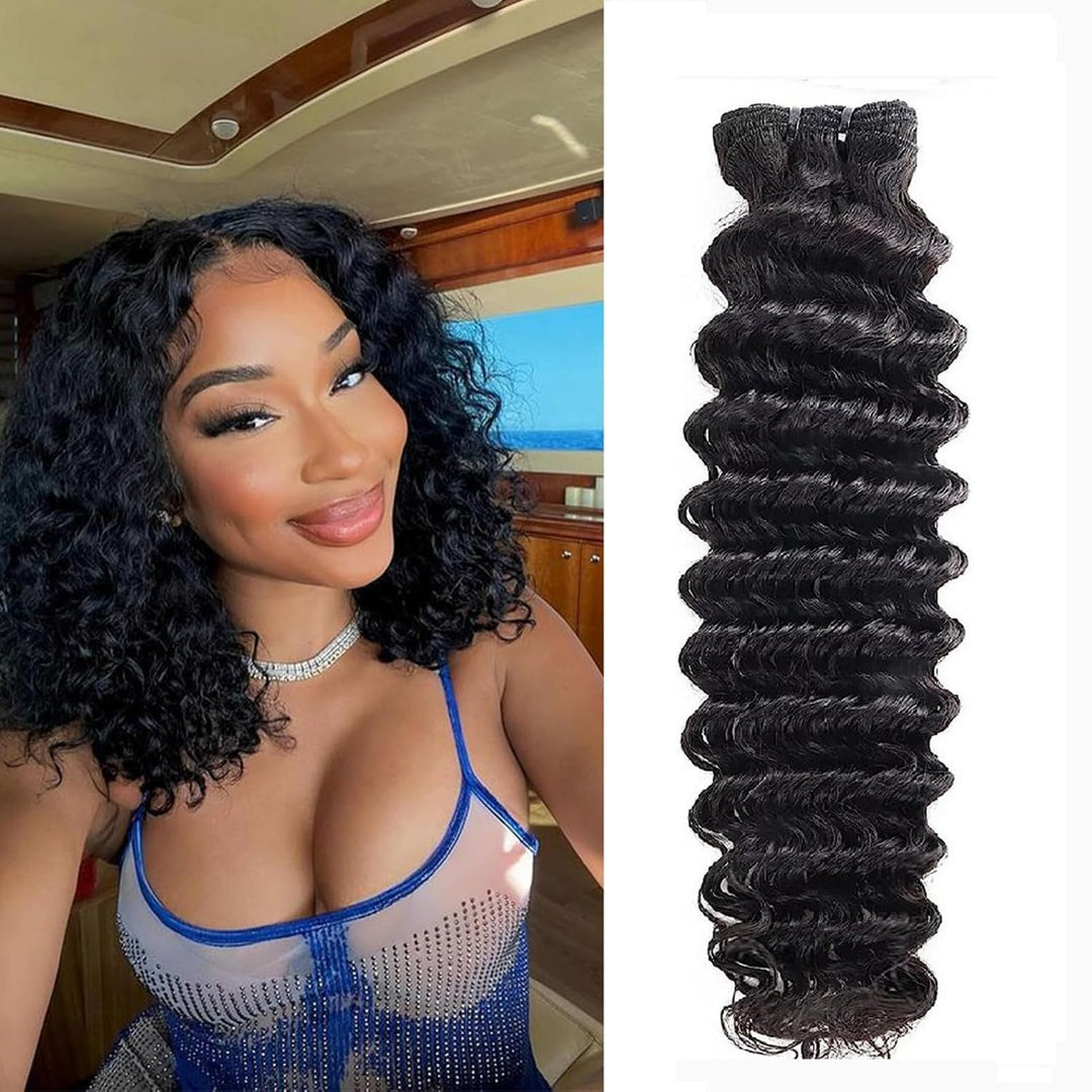 Human Hair Brazilian Deep Wave Bundles Virgin 100% Unprocessed Human Hair Extensions Double Weft Cur