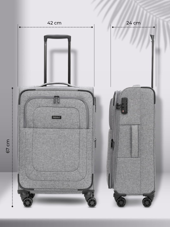 REDOLZ MEDIUM Weichschalen Koffer für Männer & Frauen | Leichter Trolley 67 cm mit 4 Doppelrollen &