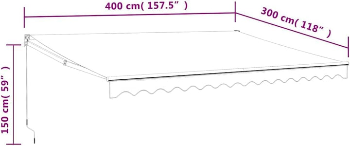 vidaXL Elektrische Markise mit Kurbel Creme 4x3 m 4 x 3 m Creme und Weiss, 4 x 3 m Creme und Weiss