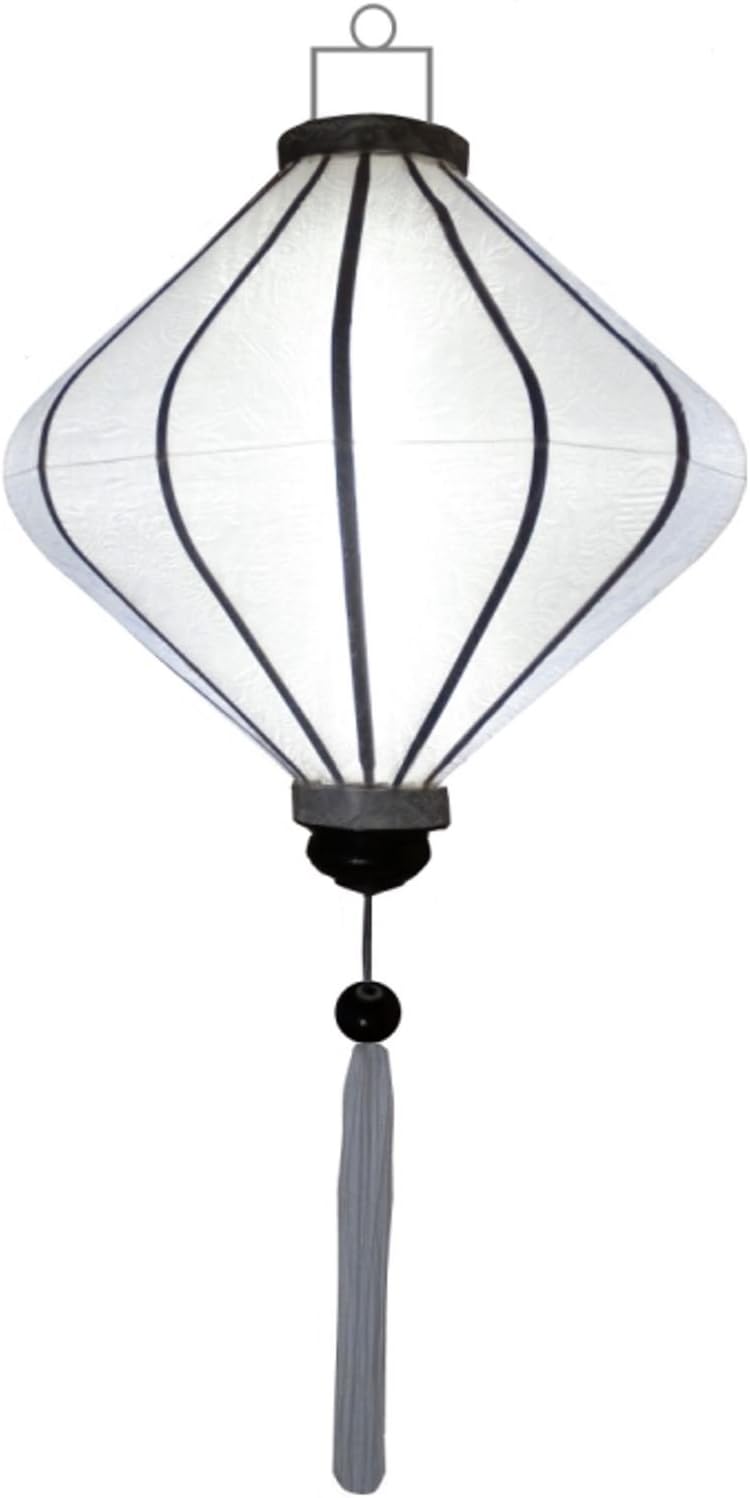 Lampionsenzo Vietnamesische Seide Lampion Diamant Weiss by