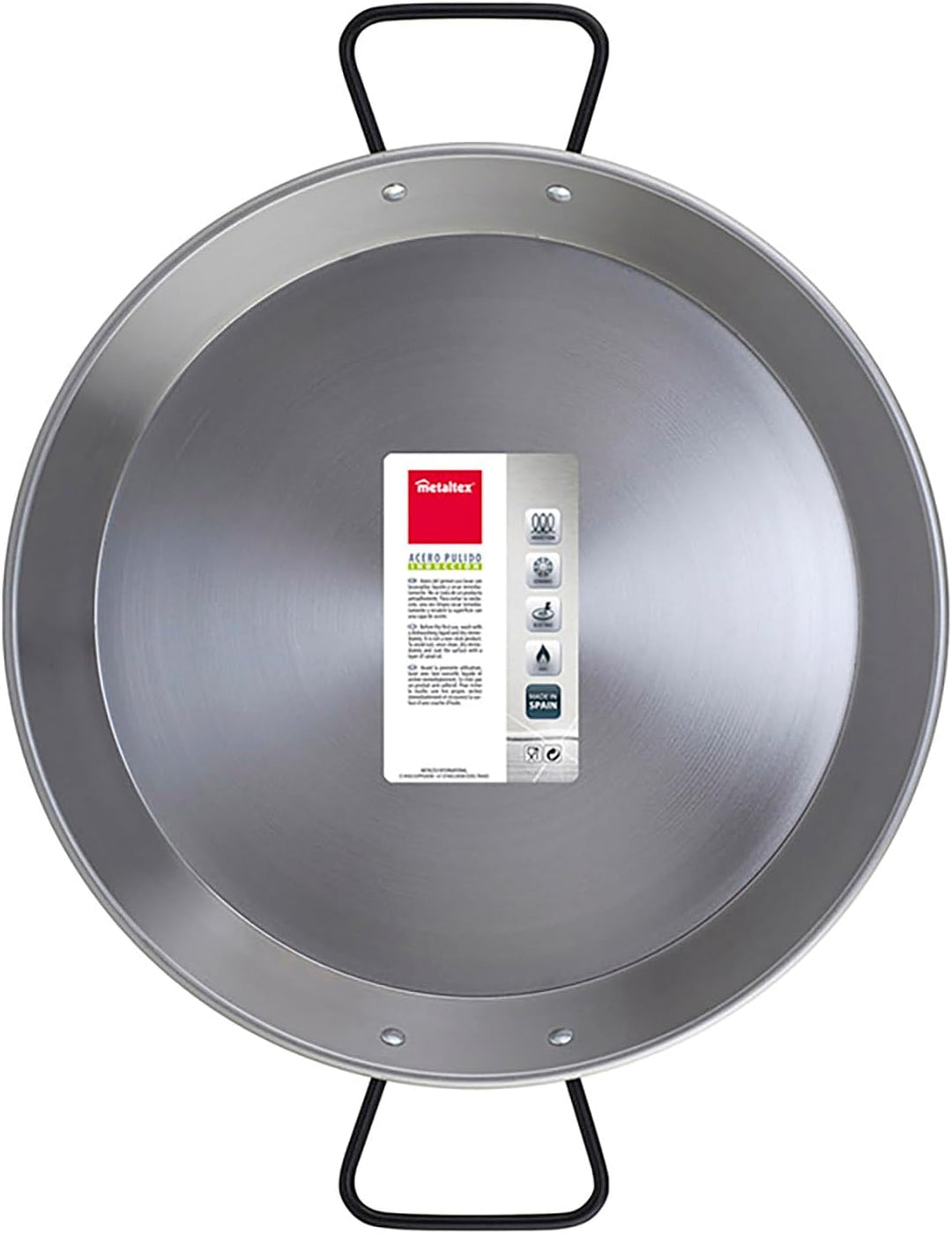 Metaltex - Paella-Pfanne aus poliertem Stahl, Induktion, 8 Rationen, 38 cm Induktion 8 Raciones, Ind