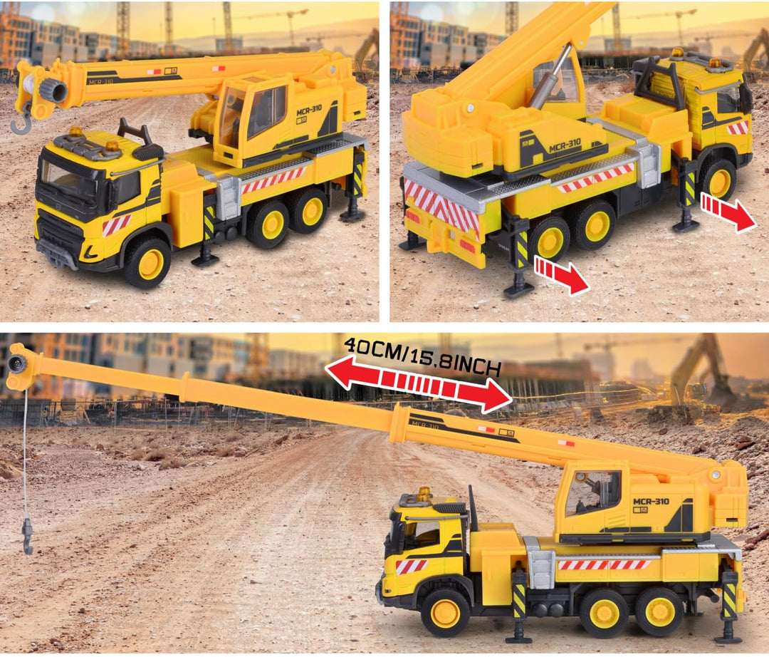 Majorette Kranwagen Volvo FMX Truck Crane (22 cm) - grosses Baustellenfahrzeug mit ausfahrbarem Kran