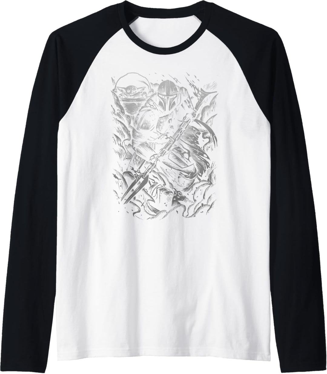 Star Wars Mandalorian Greyscale Brawl Raglan
