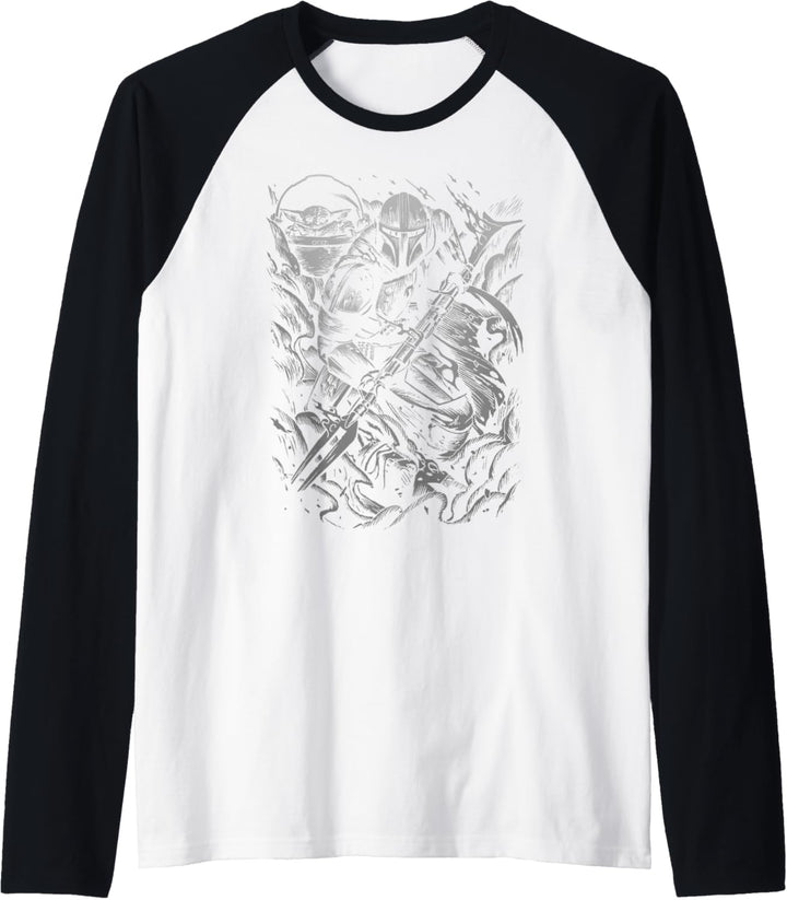 Star Wars Mandalorian Greyscale Brawl Raglan