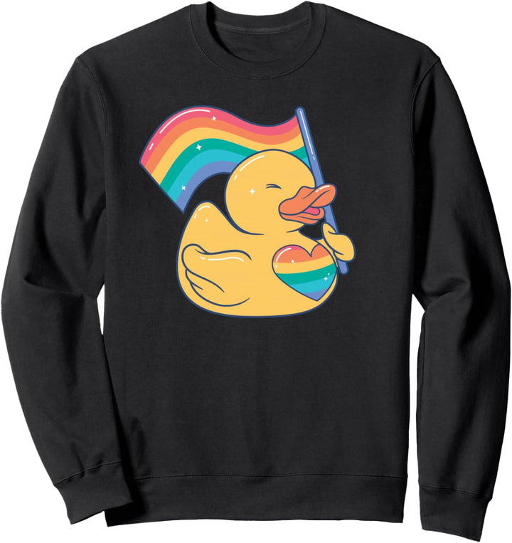 Stolze Ente Regenbogen-Stolz-Flagge Herz trägt LGBT Meme Sweatshirt