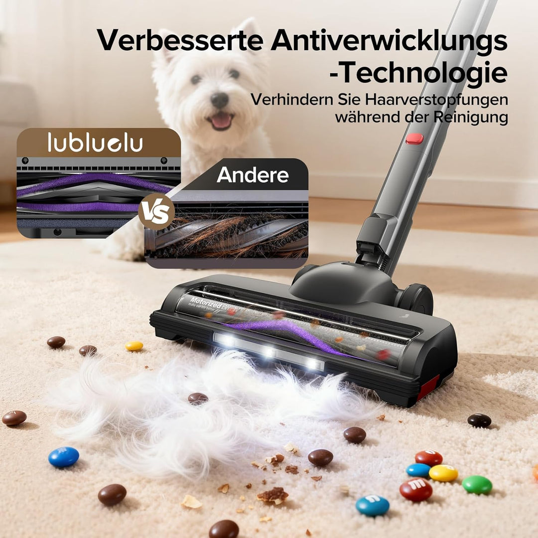 Lubluelu Akku Staubsauger kabellos, 55 kPa, 600 W, selbststehend &amp; faltbar, bis zu 65 Min. Laufzeit,