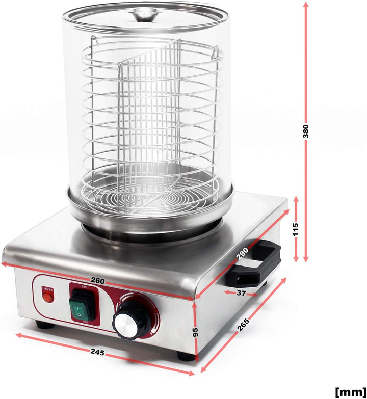 Wiltec Hot Dog Gerät 450W Stahl Wurstkocher Würstchenwärmer Hot Dog-Maker Eierkocher Dämpfer