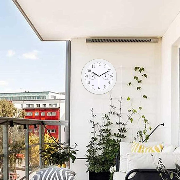 Innen Draussen Wetterfeste Wanduhr mit Temperaturanzeige und Hygrometer, 10 Zoll Gartenuhr Wetterfes