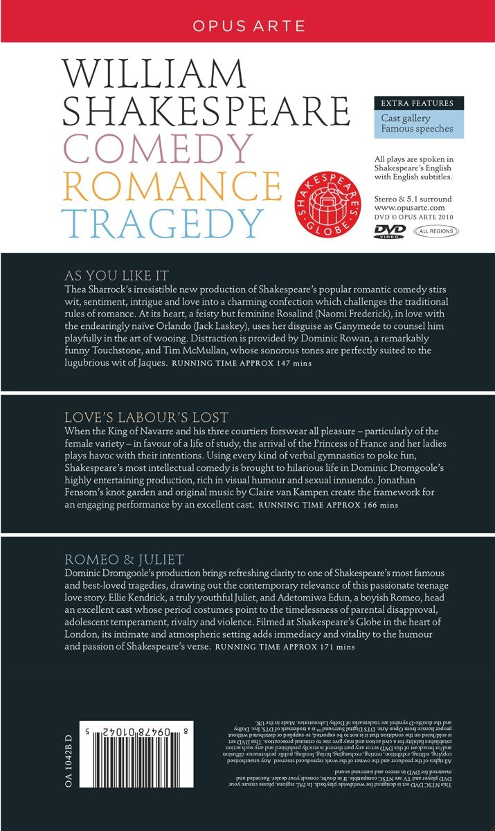 William Shakespeare - Comedy/Romance/Tragedy, DVD