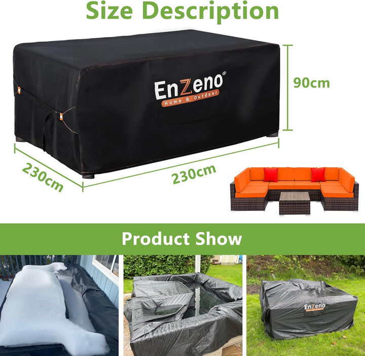 Enzeno Abdeckung Gartenmöbel Wasserdicht,230X230X90cm Gartenmöbel Abdeckplane,420D Oxford Gewebe Lou