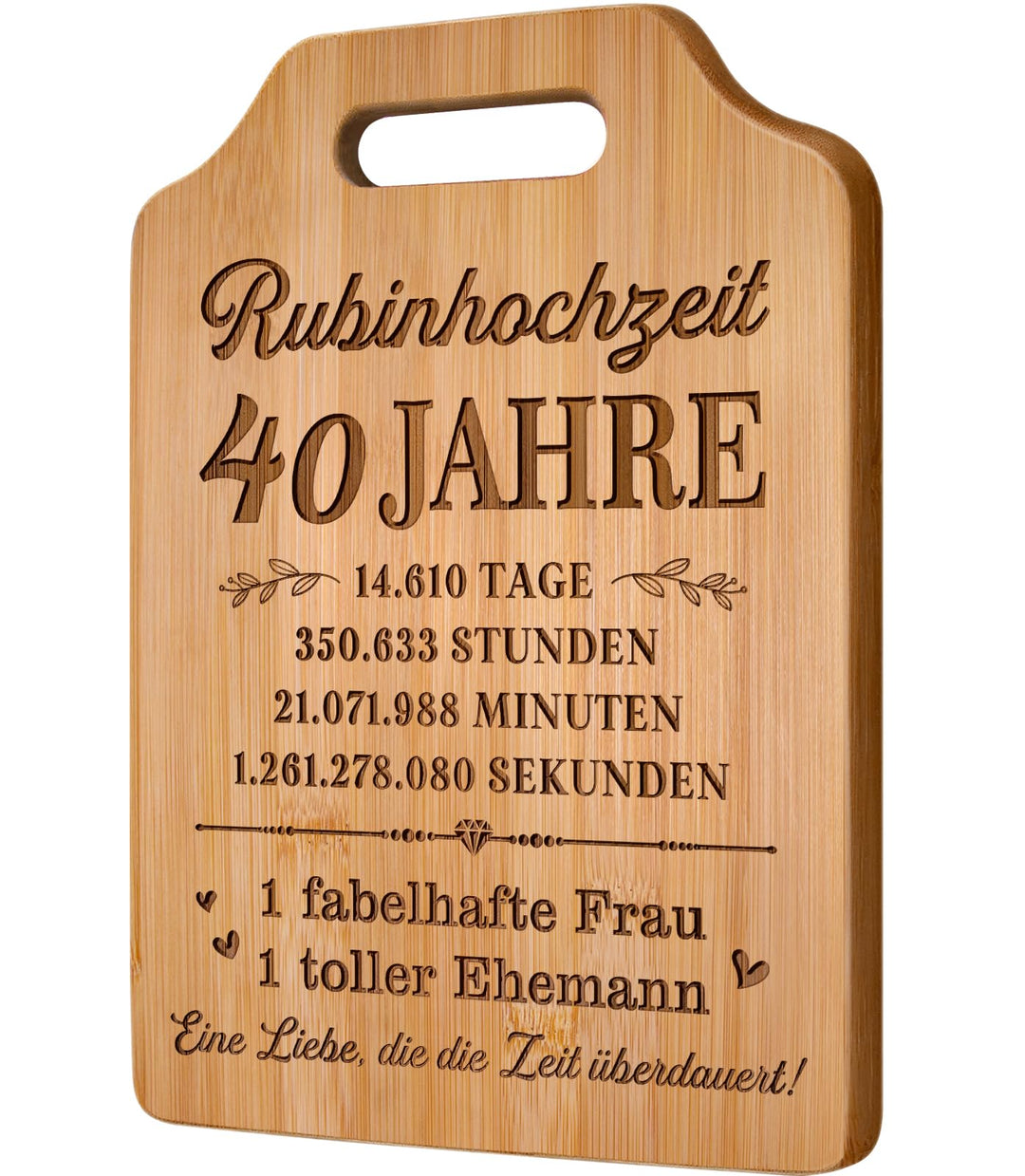 Rubinhochzeit Geschenke - Graviertes Bambus Schneidebrett, 40. Hochzeitstag, Geschenke zum 40 Hochze