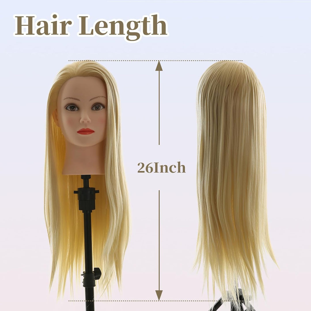 Frisierkopf 100% Synthetisches Haar übungskopf Friseur 26” Trainingsköpfe Puppenkopf Friseur Kopf Mi