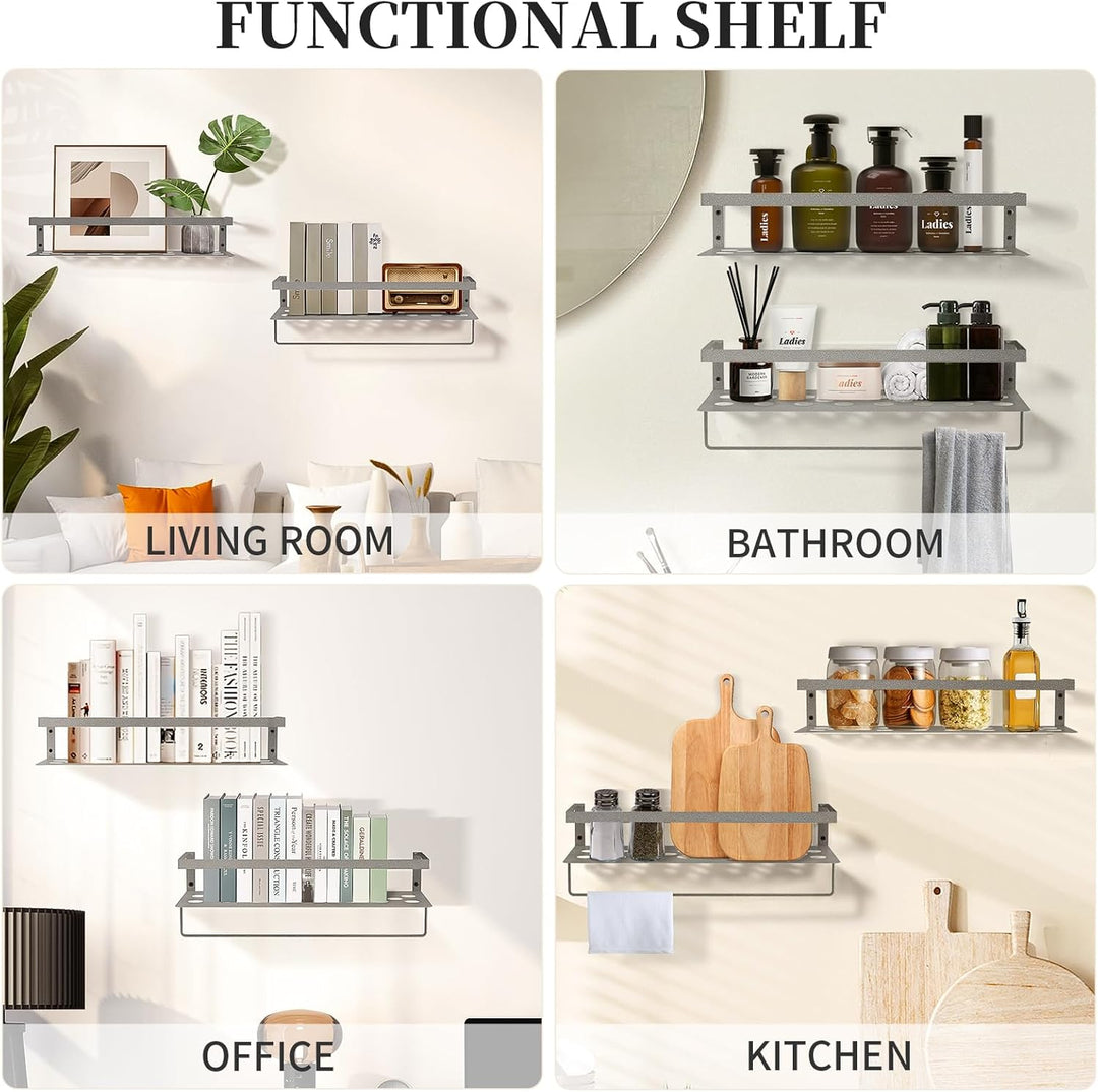 Uten Wandregal Metall, Bad Regal Kücheregal 2er Set, Metallregal Wand 40cm mit Handtuchhalter, für W