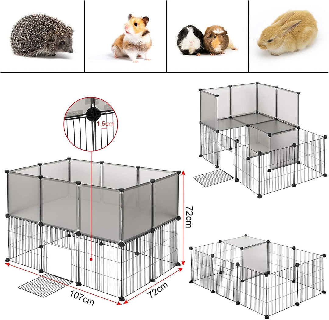 EUGAD Freigehege für Kaninchen, Meerschweinchen Gehege, Welpenauslauf Kleintiergehege inkl. Tür, Fre