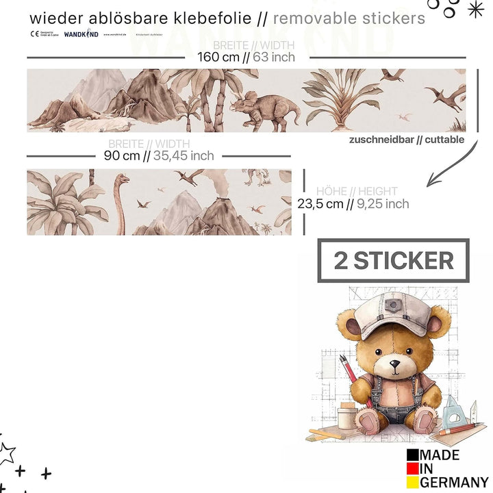 WANDKIND Aufkleber für IKEA KURA Kinderbett Hochbett Klebefolie Möbelfolie Sticker Kinderzimmer Dino
