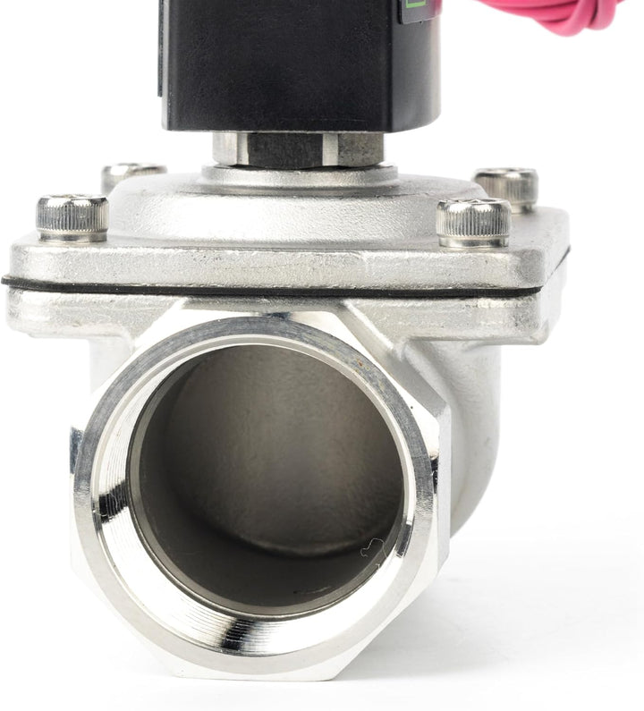 U.S. Solid 1-1/4" Magnetventil - Edelstahl DC 12V mit Viton-Dichtung, stromlos geschlossen, Bleidrah