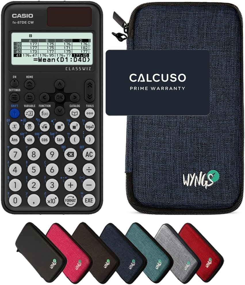 CALCUSO Sparpaket: Casio FX-87DE CW ClassWiz technisch-wissenschaftlicher Schulrechner + WYNGS Schut