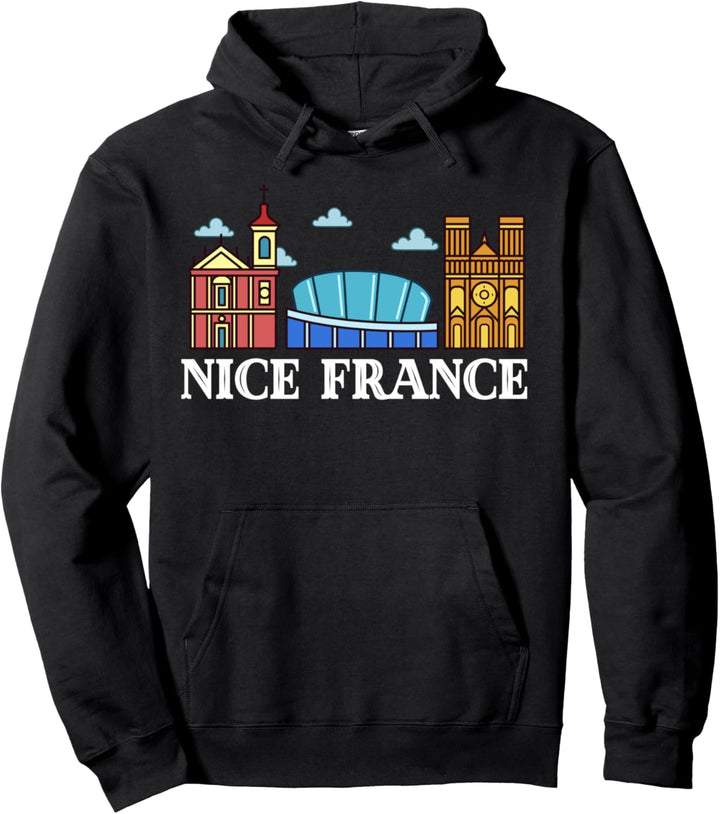 Nice Frankreich Stadt Skyline Karte Reisen Pullover Hoodie