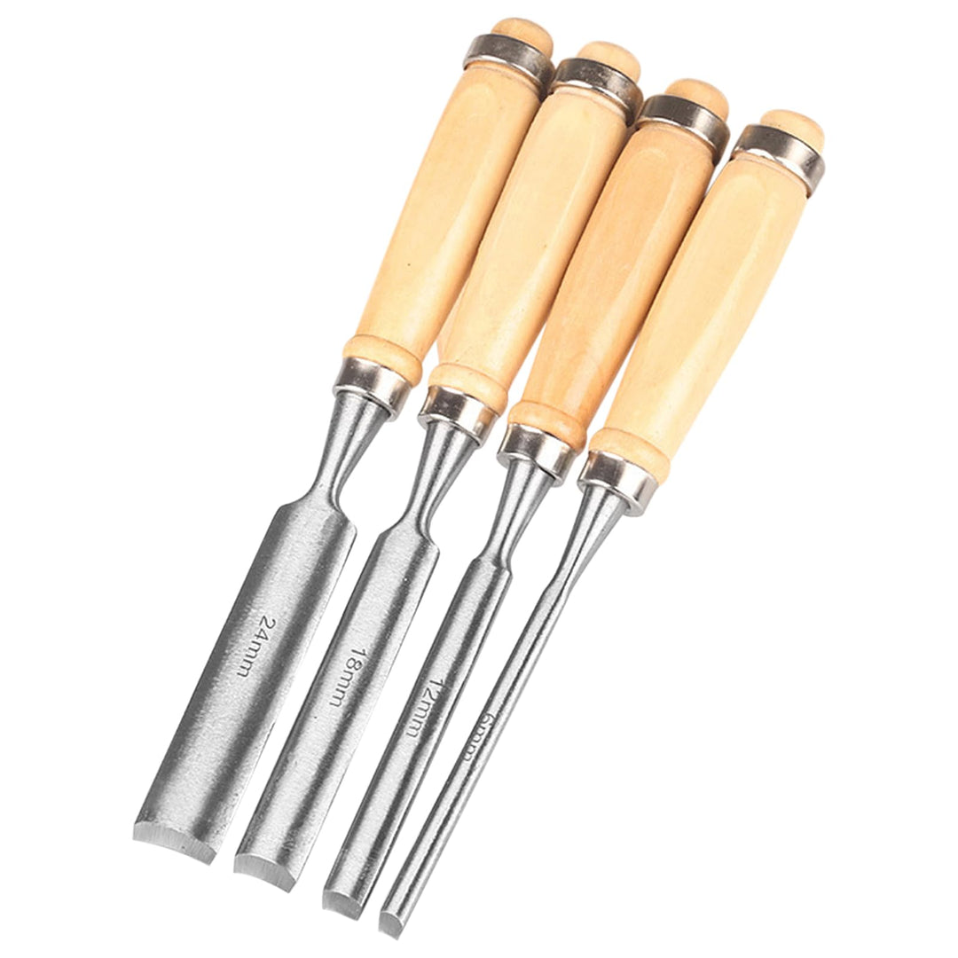 4 Stück Holz Meissel Set, Stechbeitel Rund Gebogen Hohlbeitel Werkzeuge Set, CR-V Stahl halbkreisför