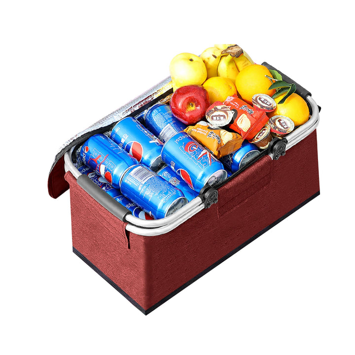 Picknickkorb 25L Einkaufskorb Faltbar Gross Picknickkorb Kühlkorb Einkaufskorb mit Deckel Tragekorb