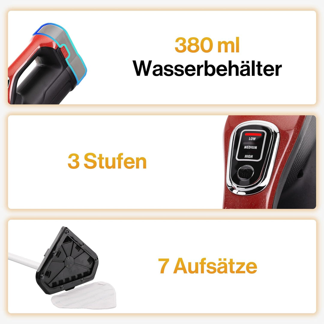 Iskra Dampfreiniger für alles, reinigt und desinfiziert, Dampfreiniger Boden, Handdampfreiniger mit