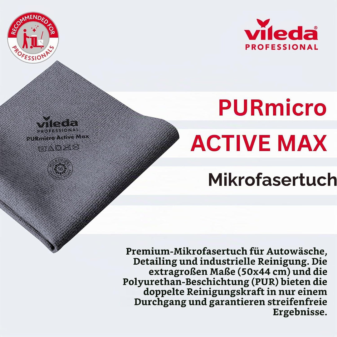 Vileda Professional Purmicro Active Max XL Waschlappen, grau, 5 Stück