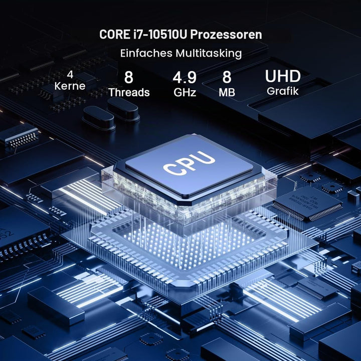 WEIDIAN Industrie PC, Mini PC Win 11 Pro Lüfterloser Core i7-10610U DDR4 8GB RAM 256GB M.2 SSD, 6 x