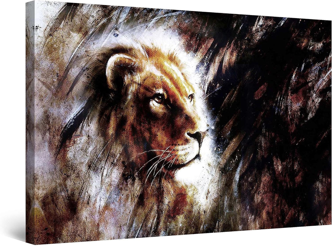 Startonight Bilder Löwe auf der Suche nach Freiheit, Leinwandbilder Moderne Kunst, Tiere Wanddeko Ku