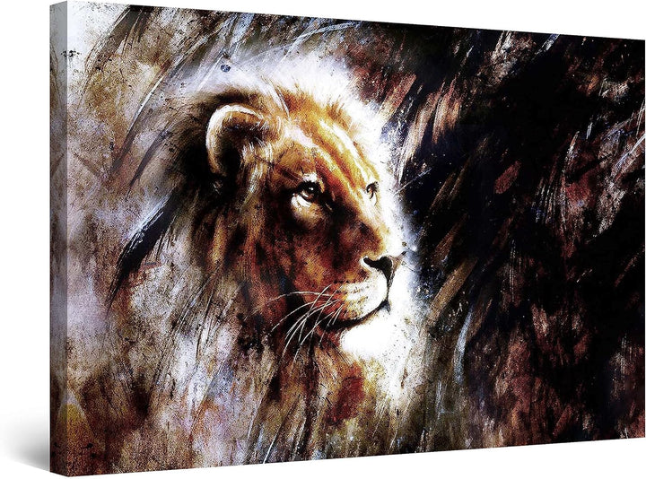 Startonight Bilder Löwe auf der Suche nach Freiheit, Leinwandbilder Moderne Kunst, Tiere Wanddeko Ku