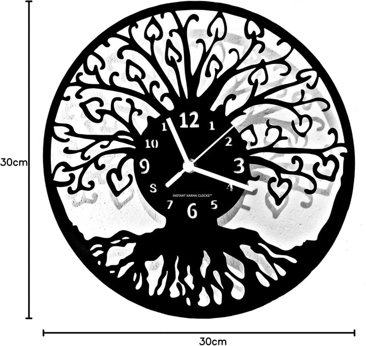 Instant Karma Clocks Baum des Lebens Wanduhr Dekoration Hause Geschenkidee Tree of Life Schwarz Holz