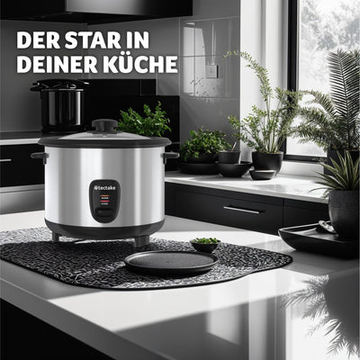 tectake® Reiskocher, Rice Cooker, Steamer Pot, Reis Maker mit Dampfgarer Einsatz, Topf, Kochtopf für