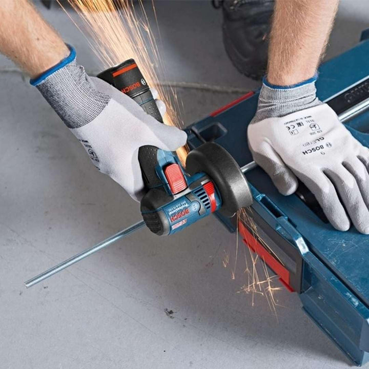 Bosch Professional 12V System Akku Winkelschleifer GWS 12V-76 (3 Trennscheiben, Scheibendurchmesser: