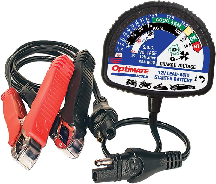 OptiMate TecMate Tester, TS130, Ladezustandstester-alle 12V-Blei-Säure-Batterien, schwarz OptiMATE T