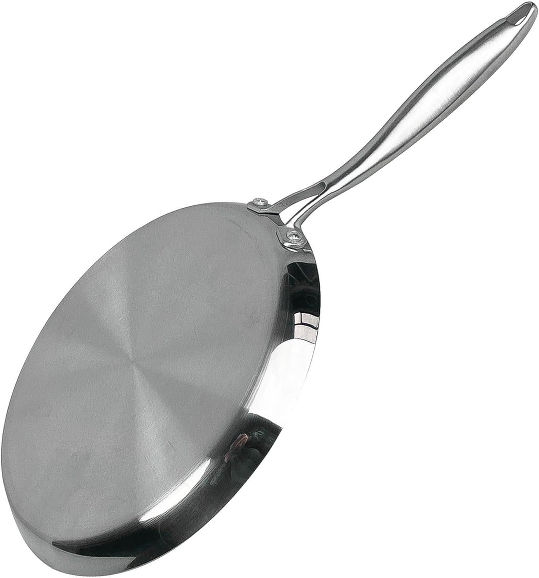 4BIG.fun Ø28cm Pfannkuchen Pfanne aus Edelstahl Induktion Bratpfanne Blinis Crêpes Crêpepfanne Omele