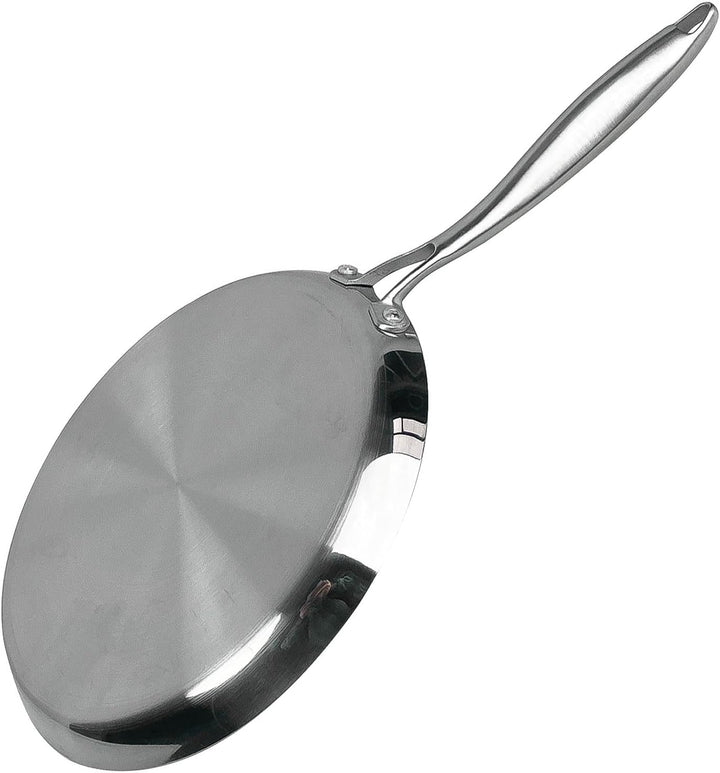 4BIG.fun Ø28cm Pfannkuchen Pfanne aus Edelstahl Induktion Bratpfanne Blinis Crêpes Crêpepfanne Omele
