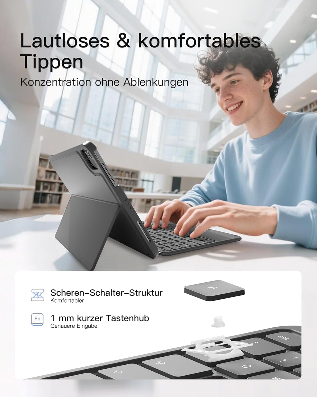 Inateck Hülle mit Tastatur, Ultraleichte Tastatur für iPad 10 Generation, iPad Air 6 11 Zoll 2024, i