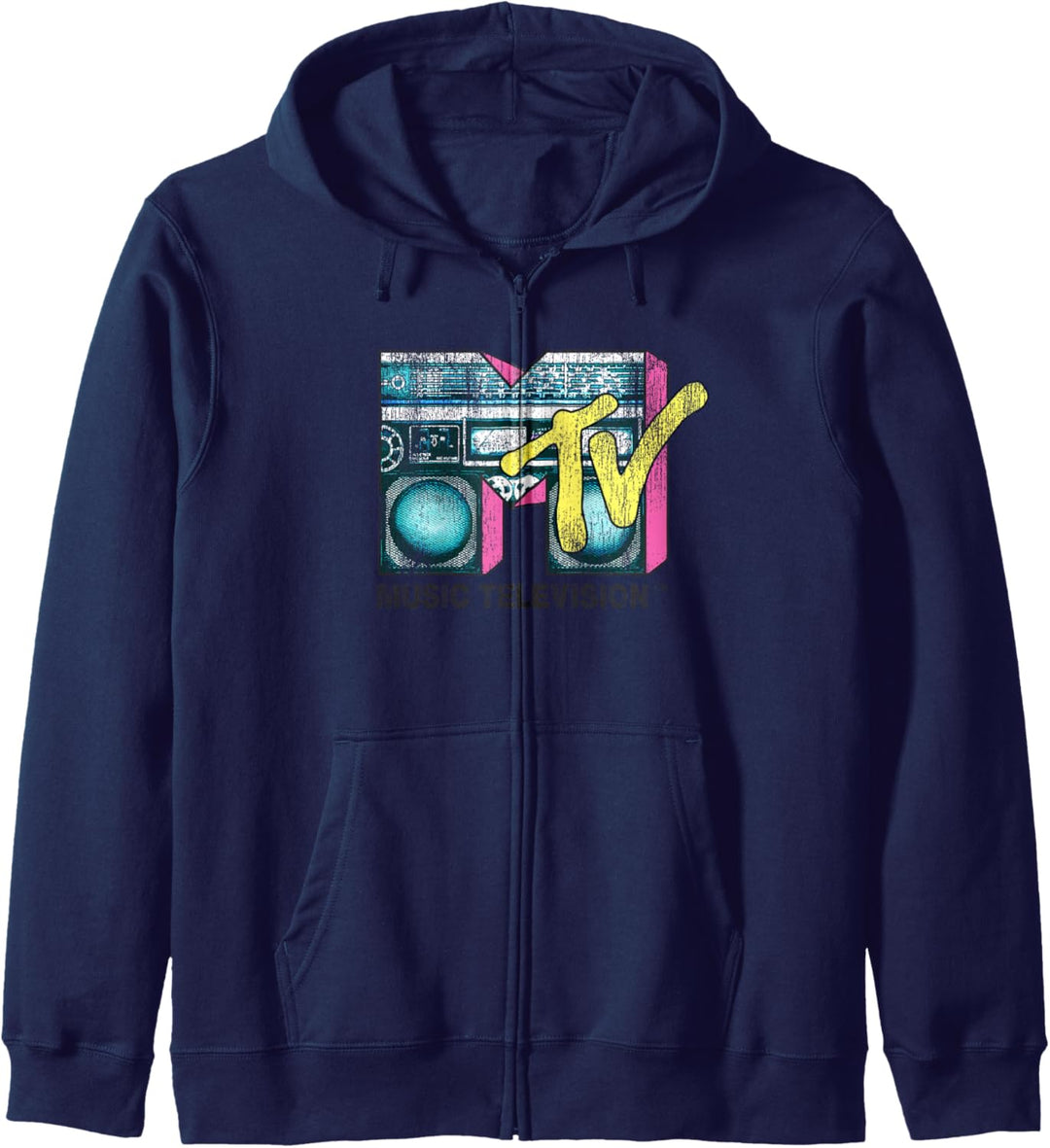 MTV Logo Blue And Yellow Retro Boombox Kapuzenjacke