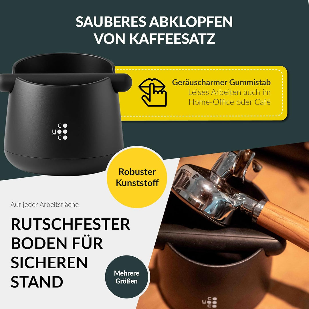 COYOOCO Abklopfbehälter für Siebträger – Espresso Knock Box geräuscharm mit rutschfestem Stand – Bar