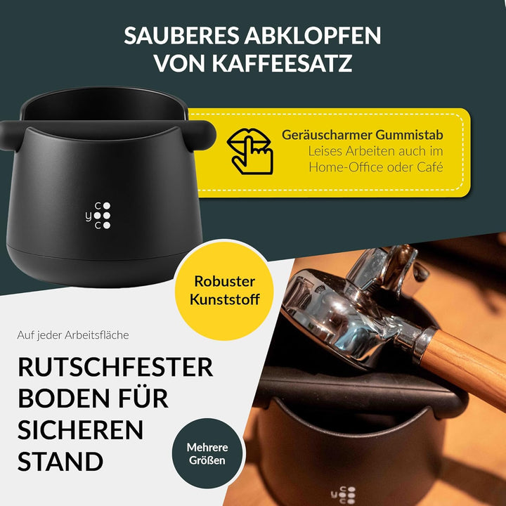 COYOOCO Abklopfbehälter für Siebträger – Espresso Knock Box geräuscharm mit rutschfestem Stand – Bar
