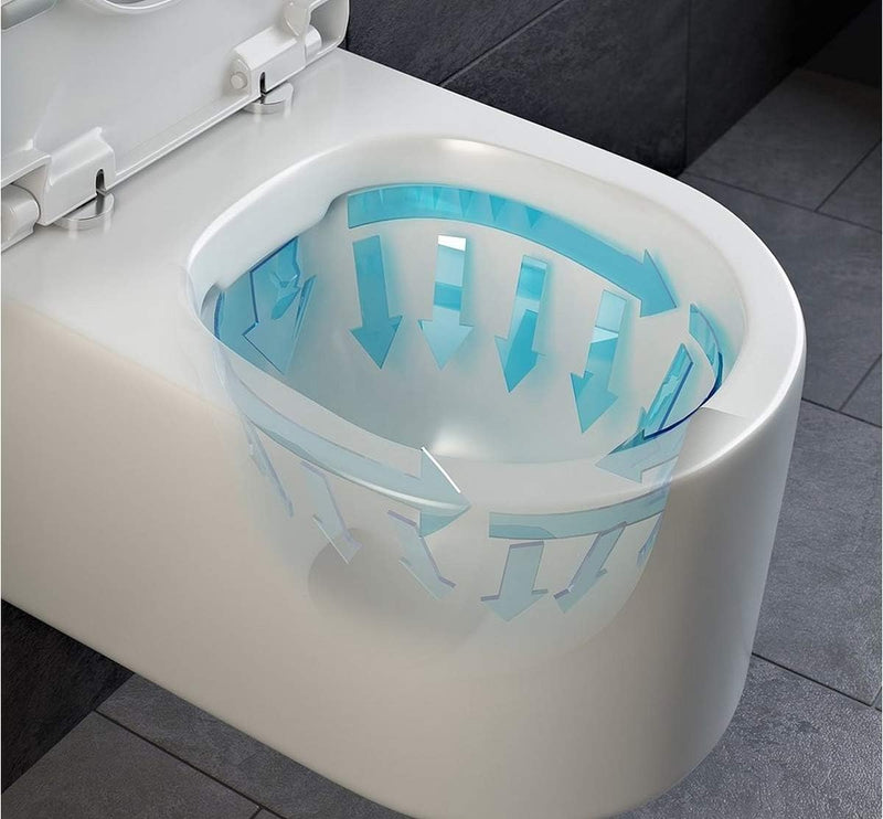 Spülrandloses/Keramik Hänge-WC inkl. Softclose WC-Sitz Slim aus Duroplast+ Absenkautomatik SoftClose