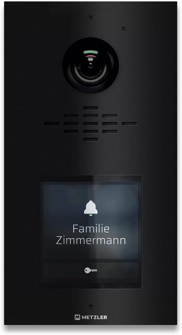 Metzler® Video-Türsprechanlage mit HD-Kamera und IPS-Touchdisplay in Tiefschwarz RAL 9005, 146° Weit