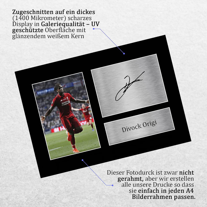 HWC Trading Divock Origi Liverpool Gifts gedrucktes Autogramm-Bild für Fans und Fans, A4 Origi Divoc