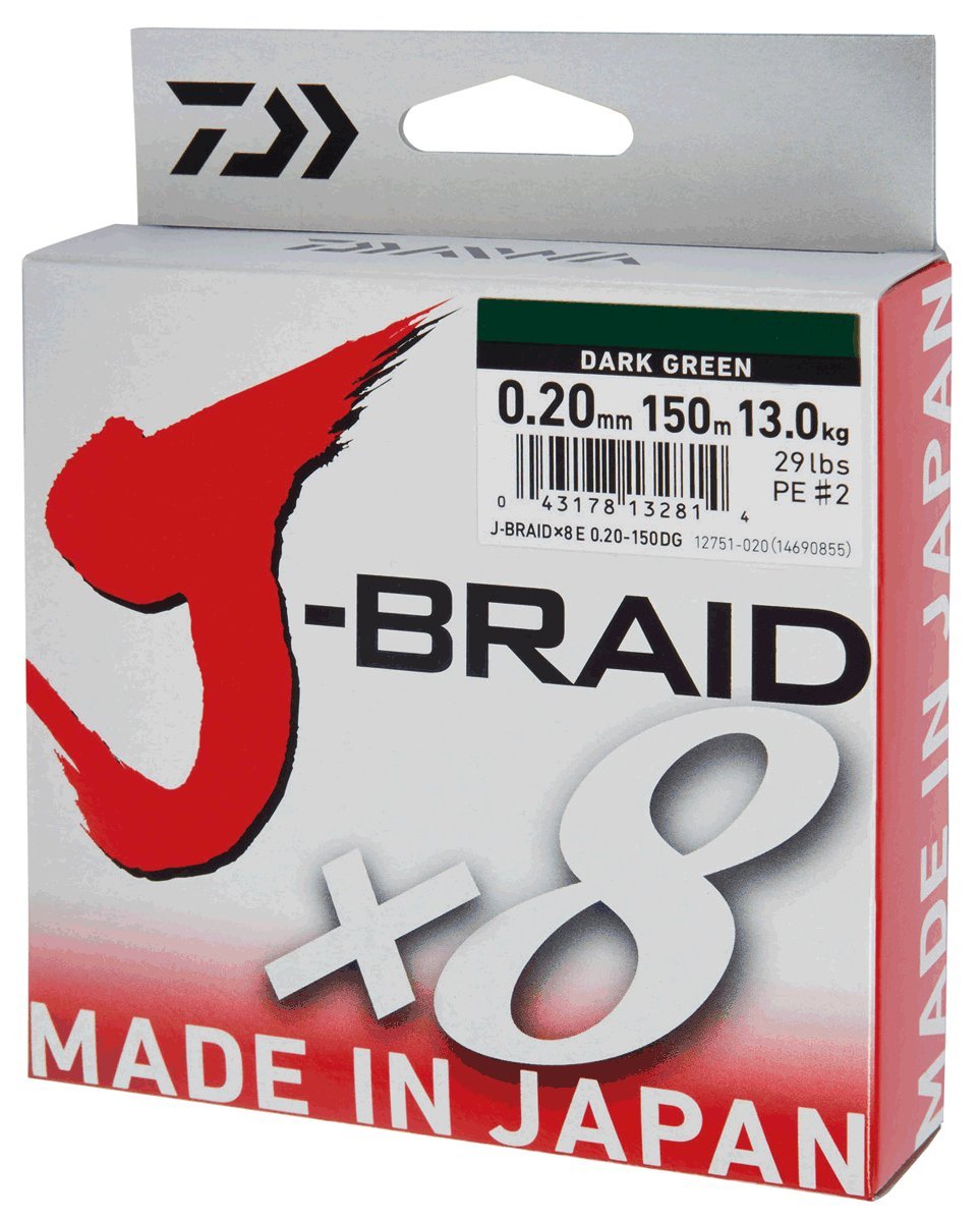 Daiwa J-Braid 8 Braid 300m Multicolor - geflochtene Angelschnur Dm: 0,06mm, Dm: 0,06mm
