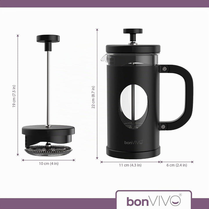 bonVIVO French Press Kaffeebereiter - Coffee Maker in Kupfer-Optik - Kaffekanne aus Glas m. Edelstah