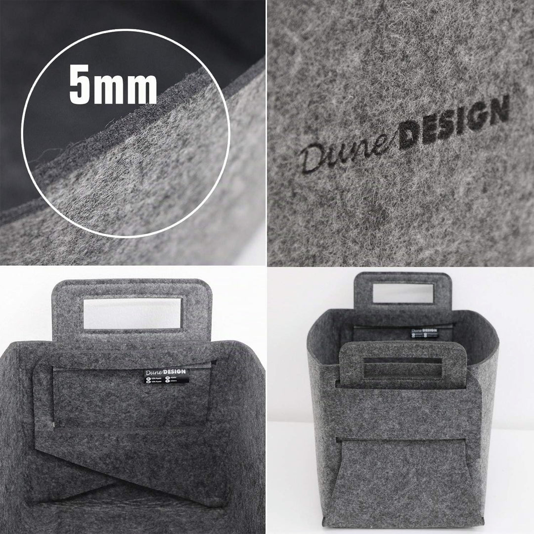 DuneDesign 37x24x37 XL Kaminholz Filzkorb - Extra Hoch - 25L Filz Regalkorb Aufbewahrungskorb Grau